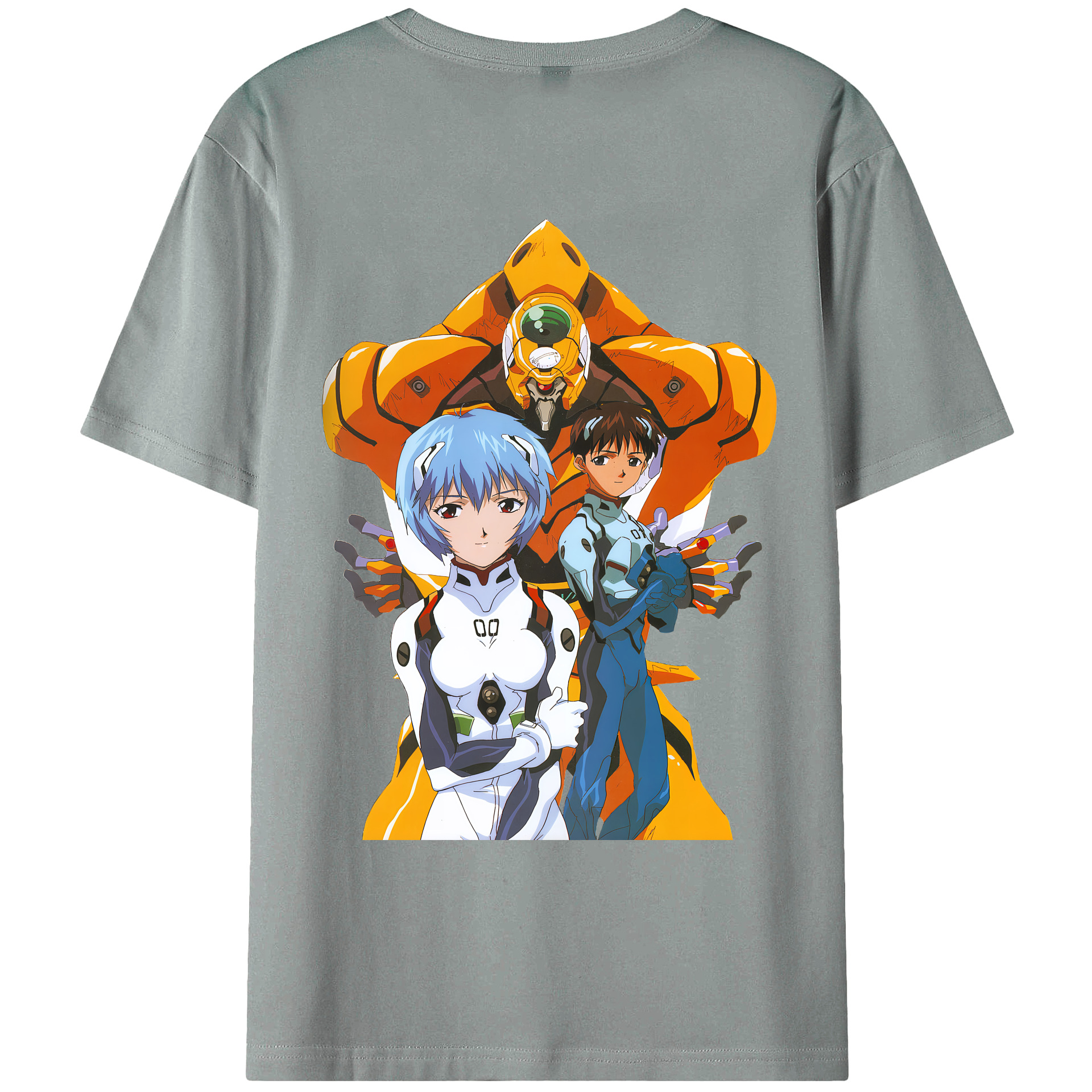 （画像用） EVA 新世紀エヴァンゲリオン 綿100％ メンズ半袖Tシャツ（バックプリント） 通気性